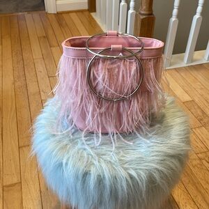 NWOTPink Fringe/Feathered Clutch Bag